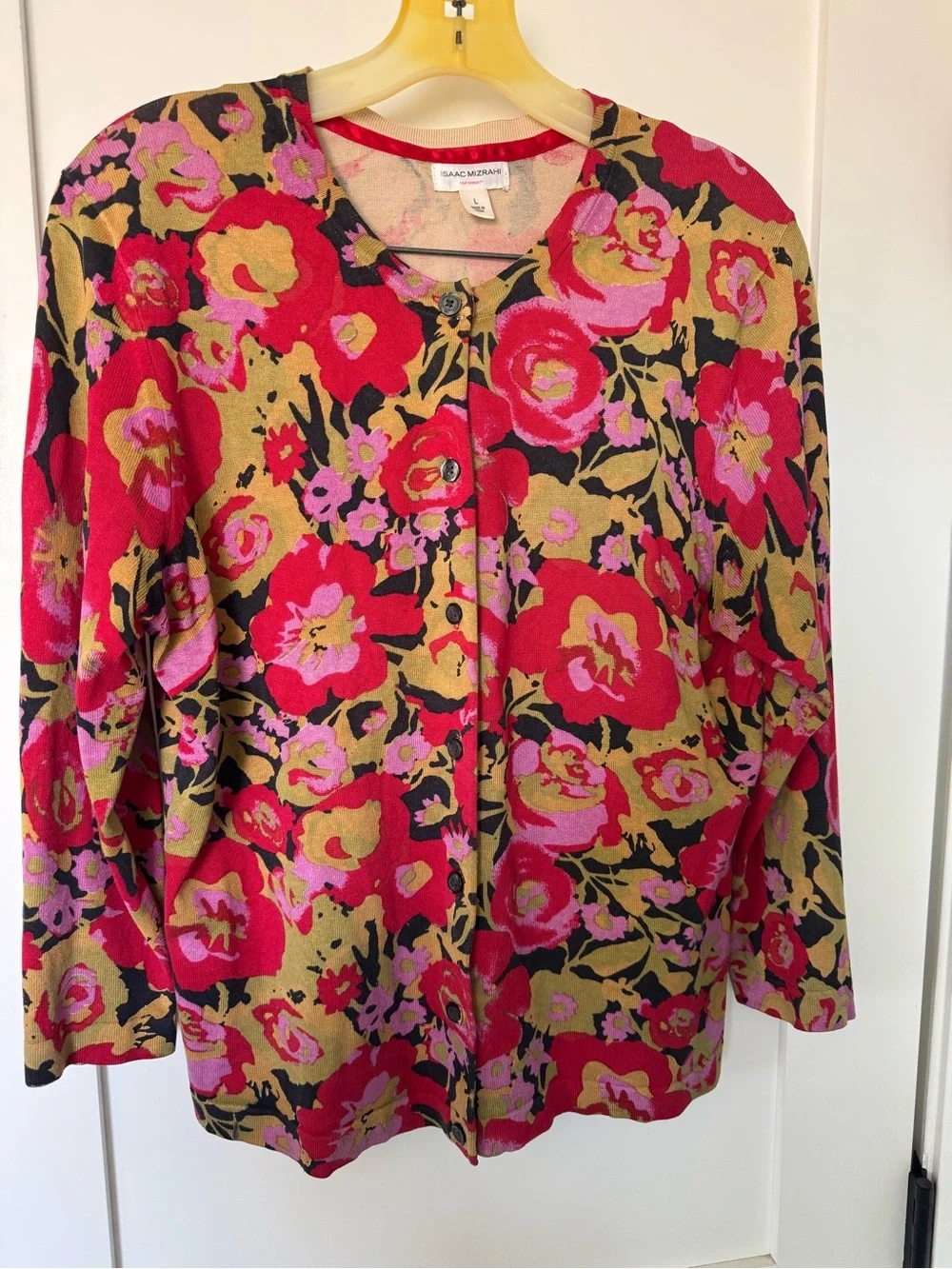 Isaac Mizrahi (for Target) Black Red Pink Floral Cardigan w/ Matching Skirt set